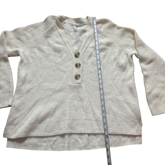 Madewell Ribbed Lyle Henley Sweater Wool Blend in Cream, Size M - Picture 7 of 9